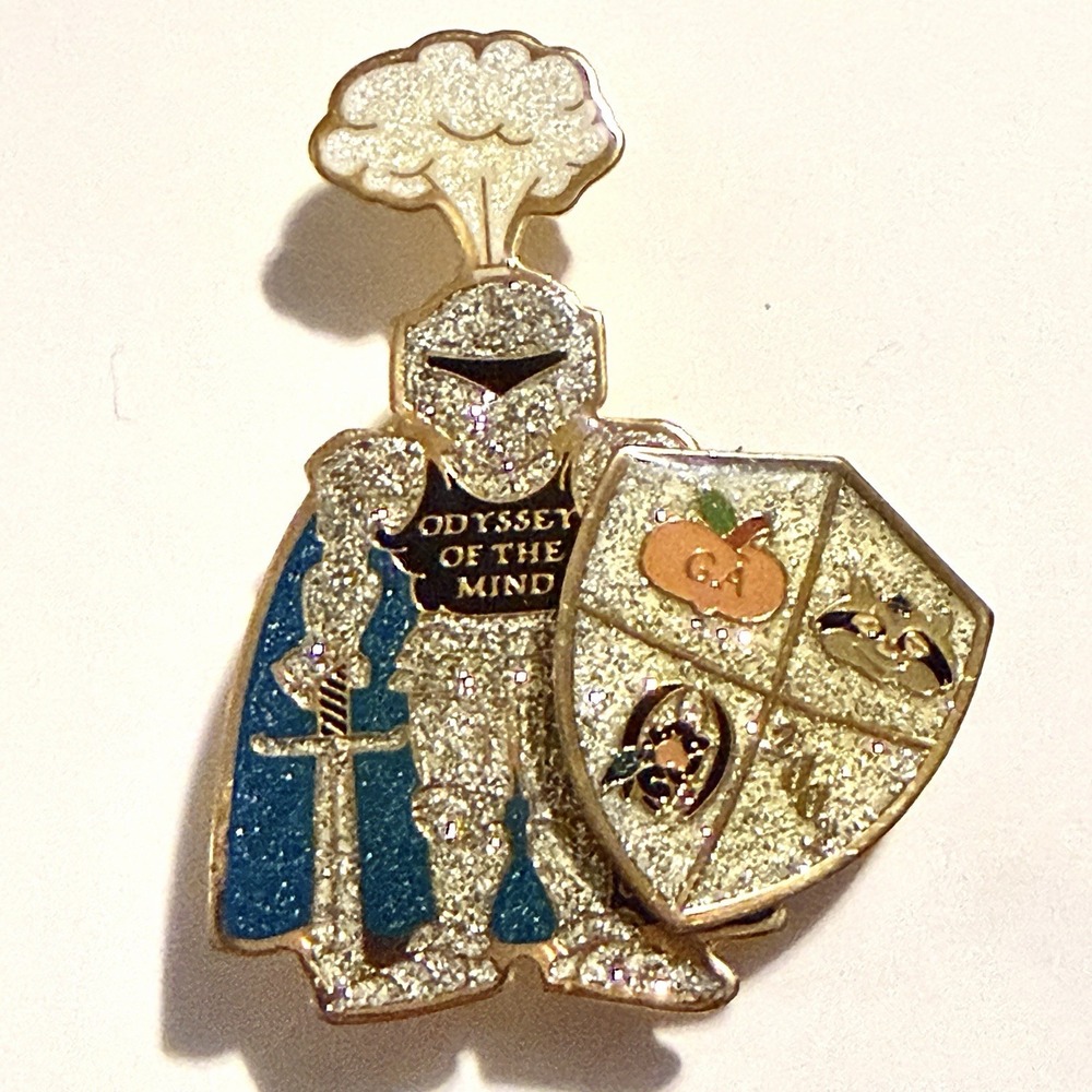 Vintage Enamel Knight Pin! RARE SPINNER SHIELD Odyssey Of The Mind 2002 Georgia - Picture 2 of 14